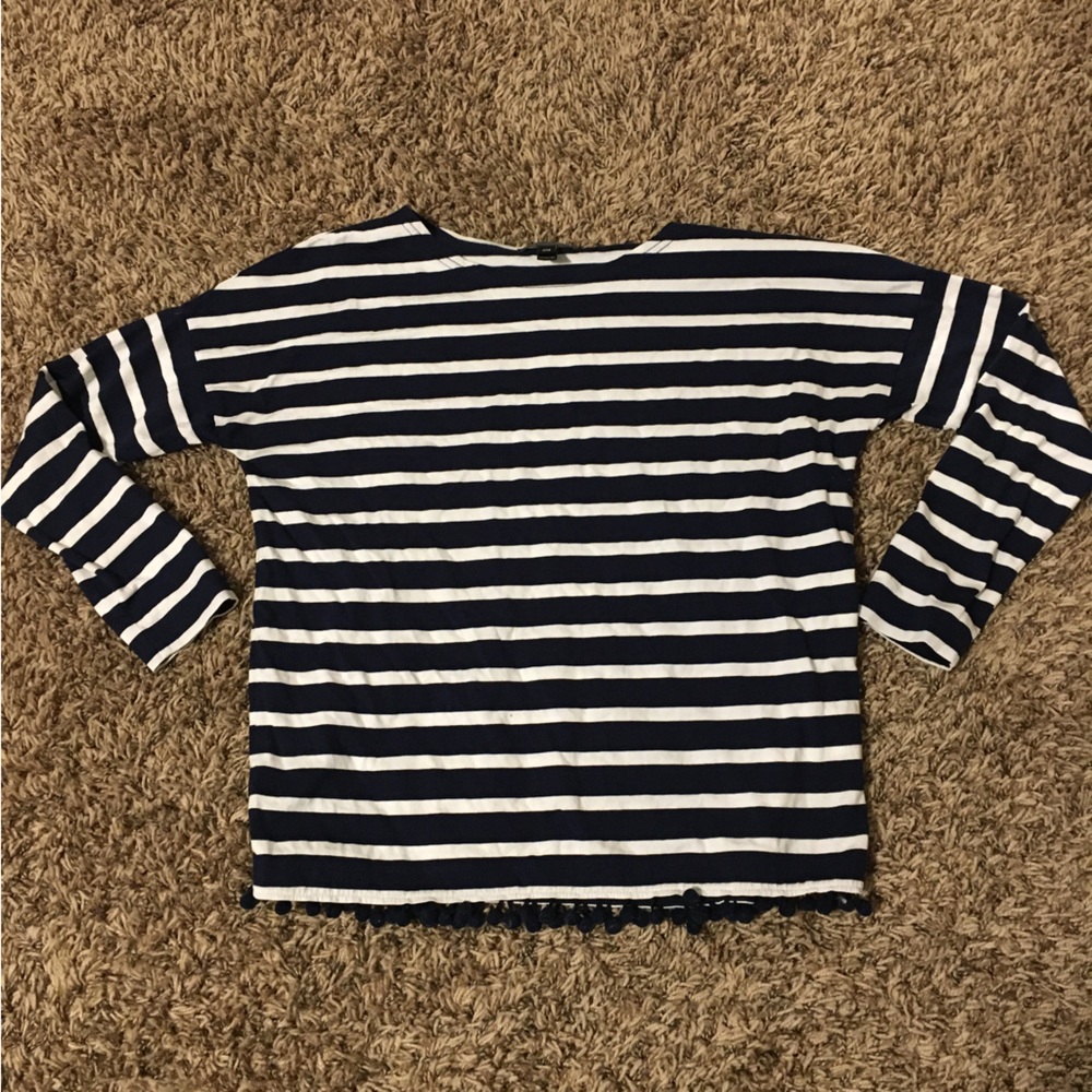 JCREW Navy and White Striped Shirt | XXS